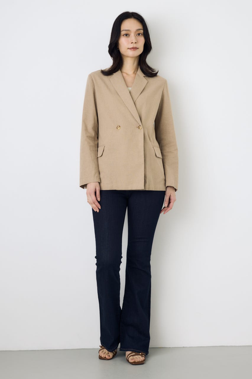 フレンチリネンCOOLMAXテーラードジャケット BEG S