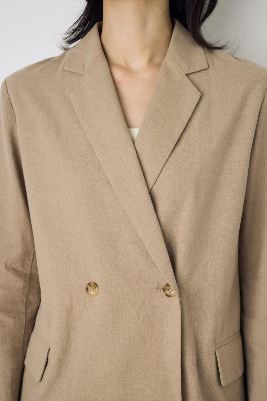 フレンチリネンCOOLMAXテーラードジャケット BEG S