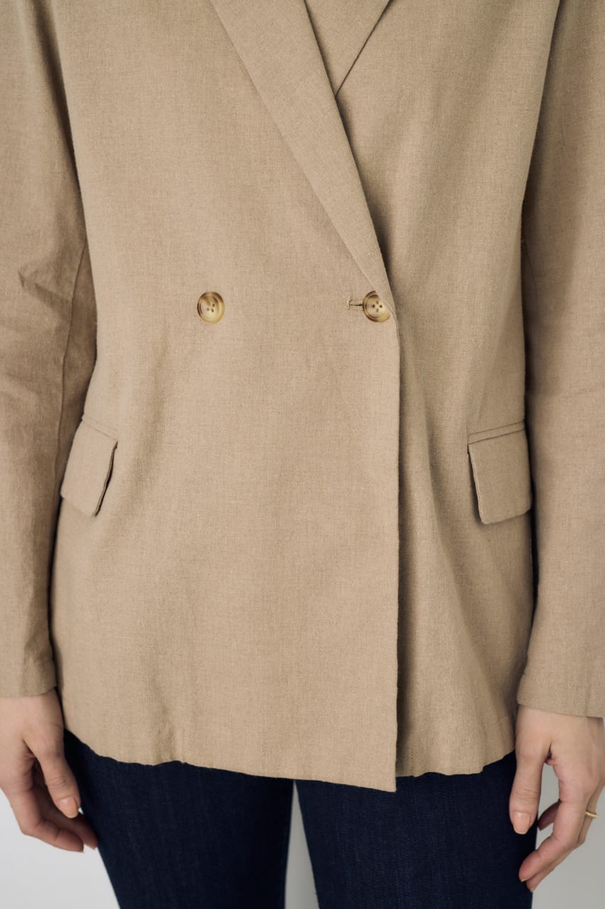 フレンチリネンCOOLMAXテーラードジャケット BEG S