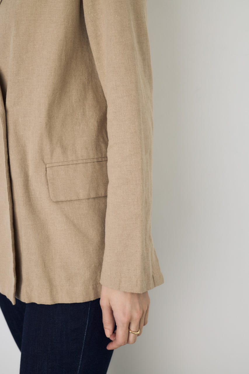 フレンチリネンCOOLMAXテーラードジャケット BEG S