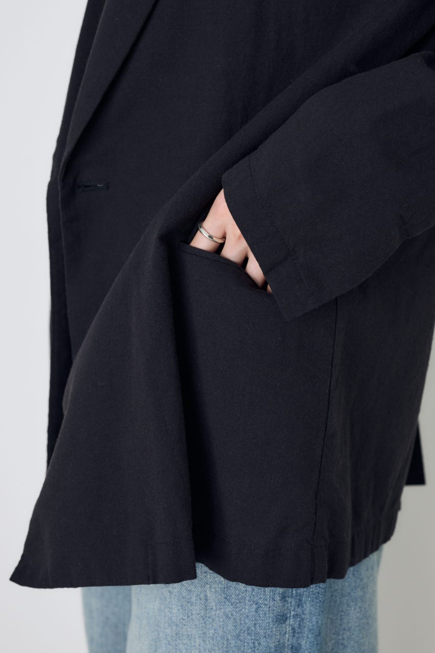 フレンチリネンCOOLMAXテーラードジャケット BLK M