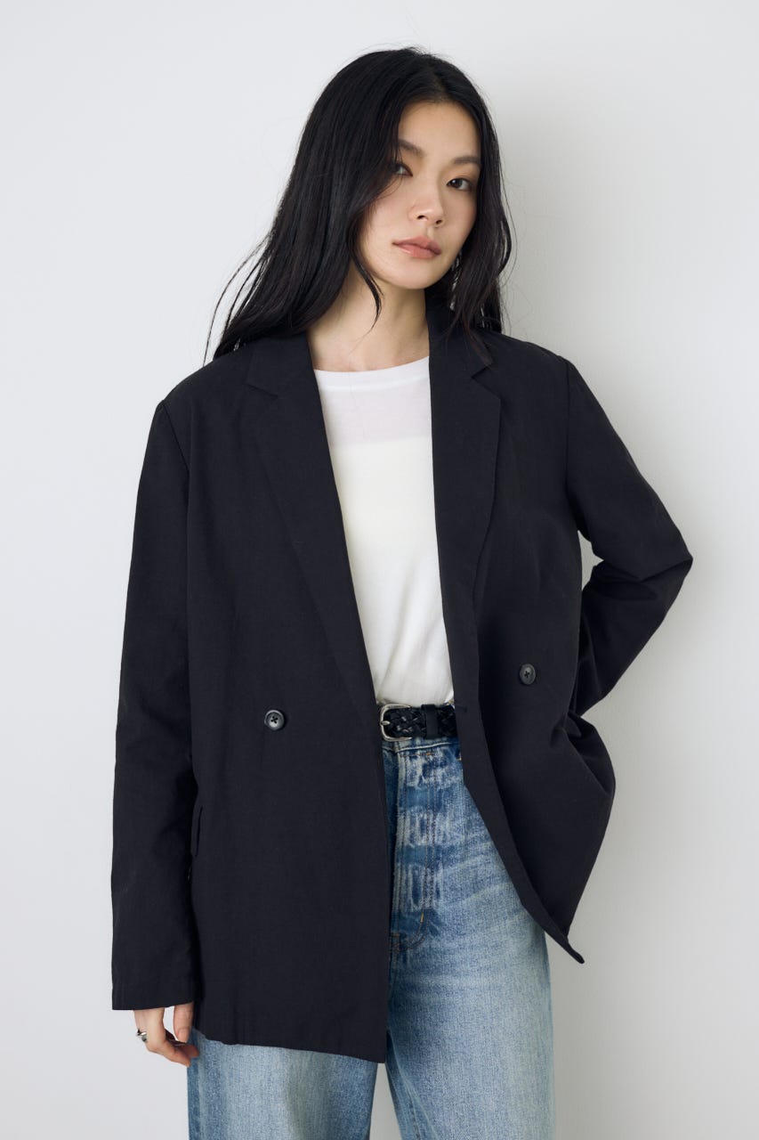 フレンチリネンCOOLMAXテーラードジャケット BLK M