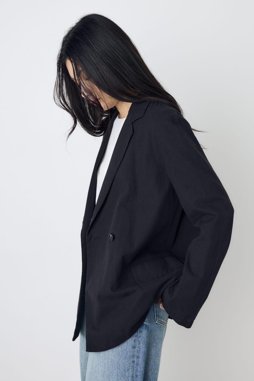 フレンチリネンCOOLMAXテーラードジャケット BLK M