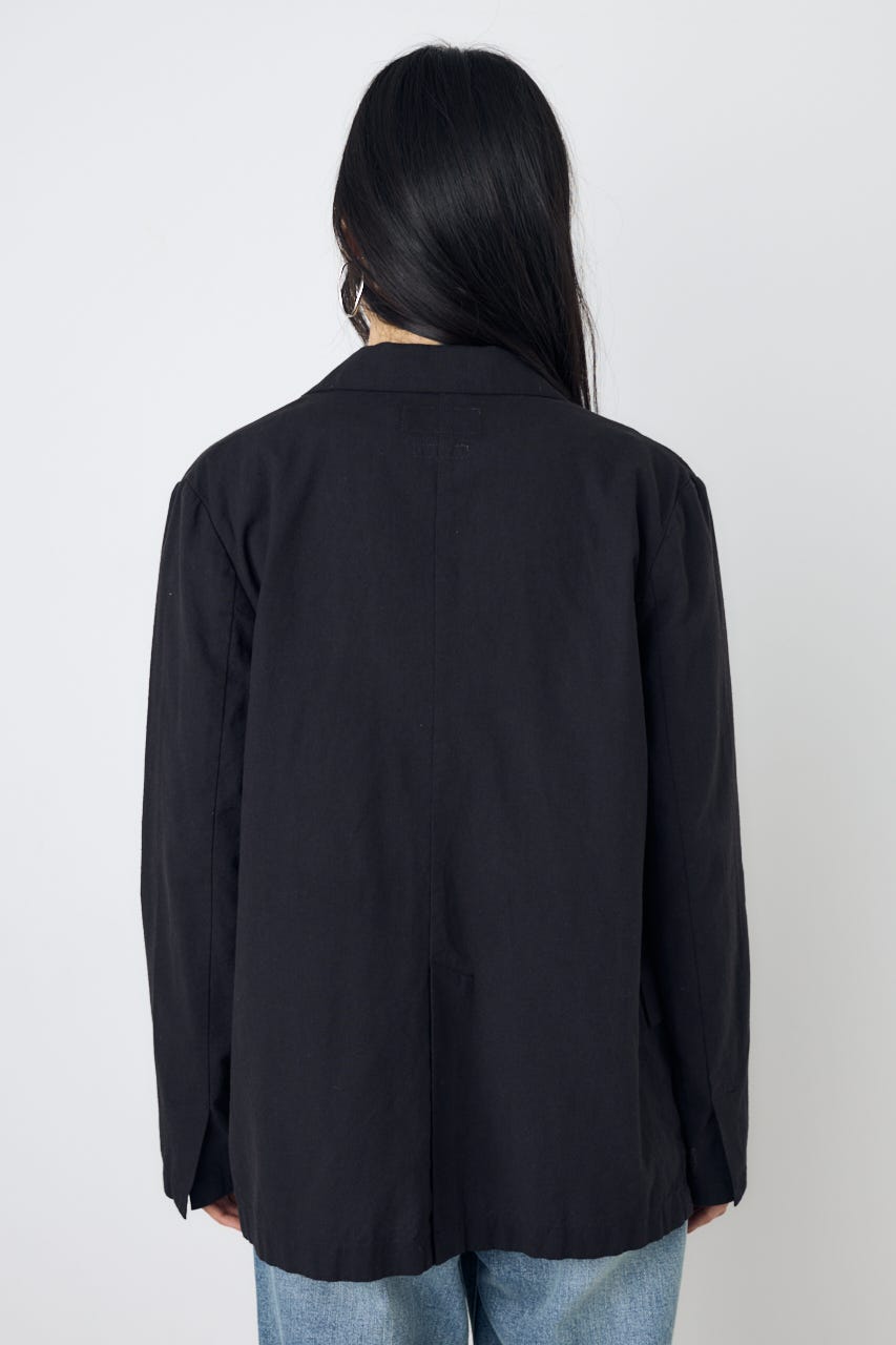 フレンチリネンCOOLMAXテーラードジャケット BLK M