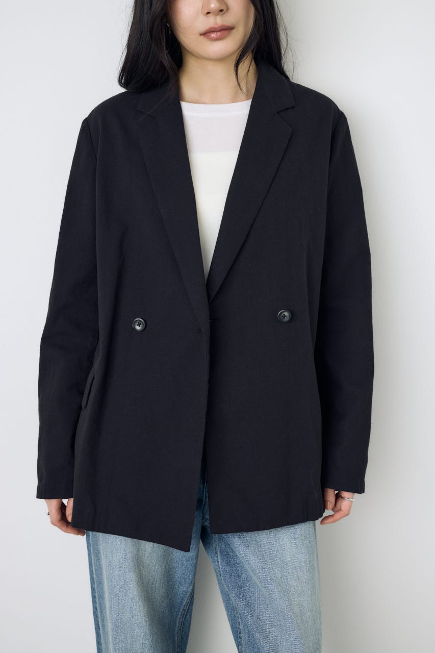 フレンチリネンCOOLMAXテーラードジャケット BLK M