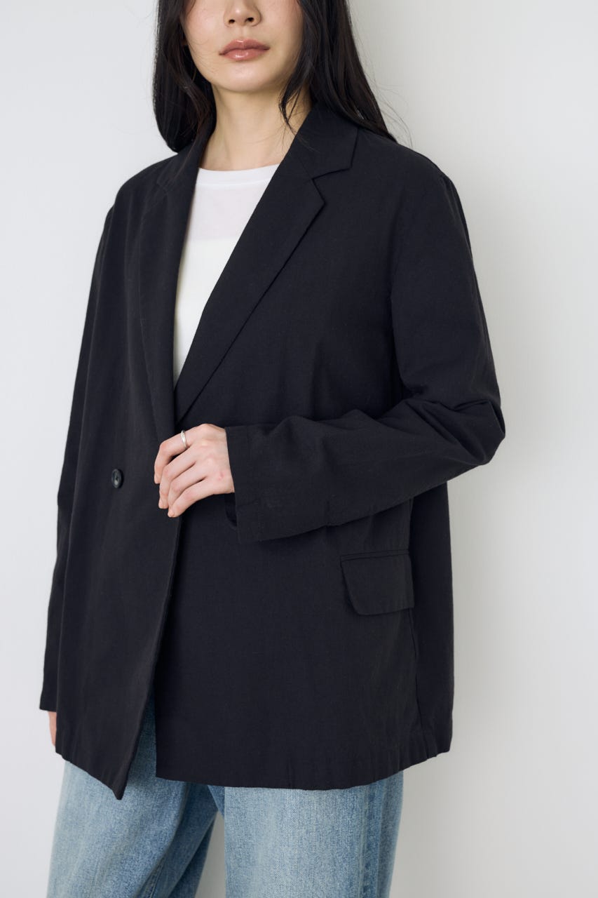 フレンチリネンCOOLMAXテーラードジャケット BLK M