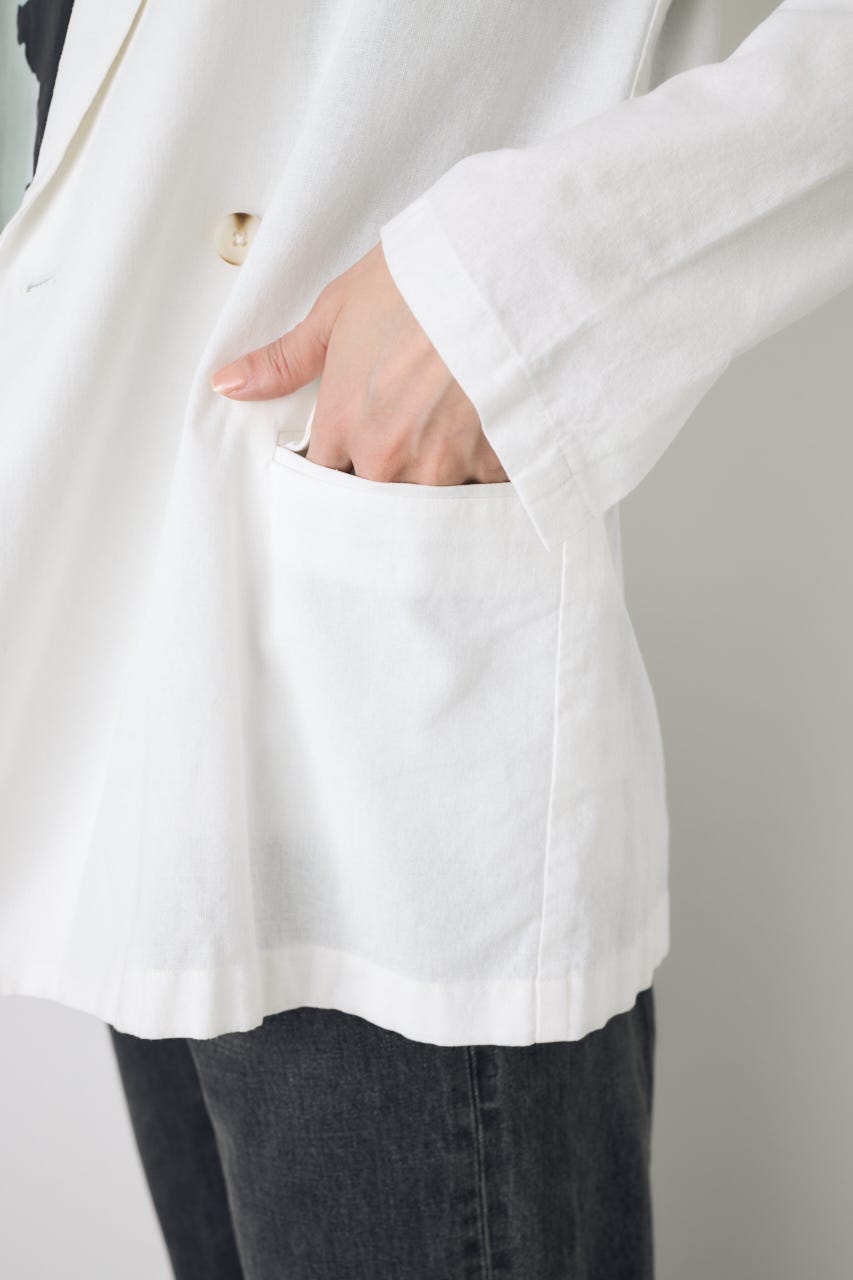 フレンチリネンCOOLMAXテーラードジャケット O/WHT M