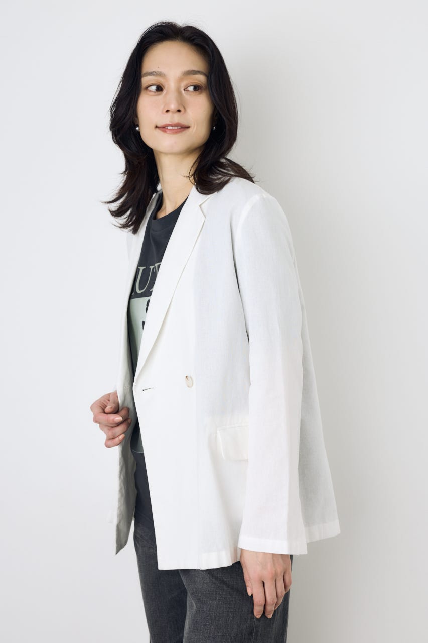 フレンチリネンCOOLMAXテーラードジャケット O/WHT M