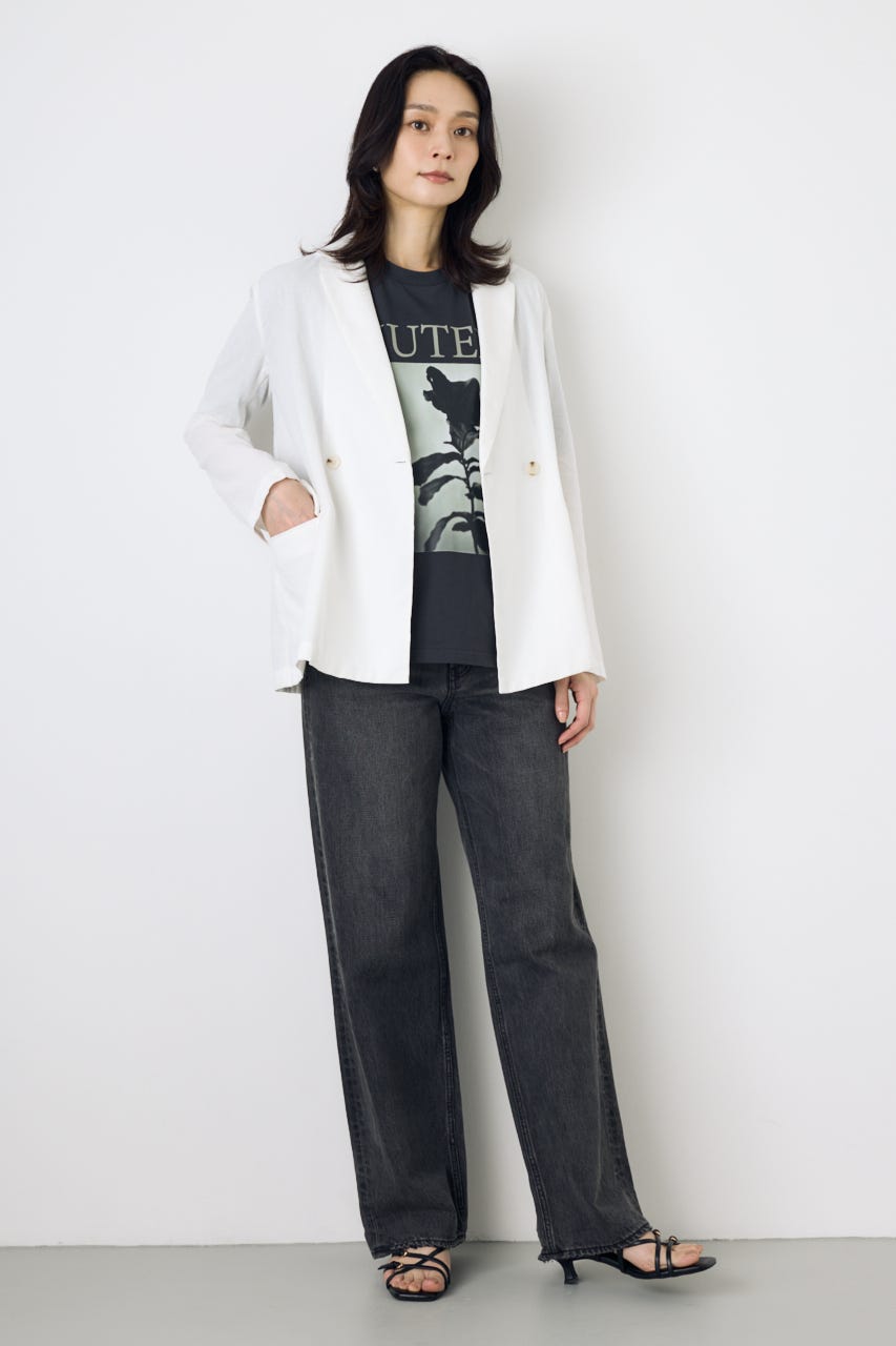 フレンチリネンCOOLMAXテーラードジャケット O/WHT M