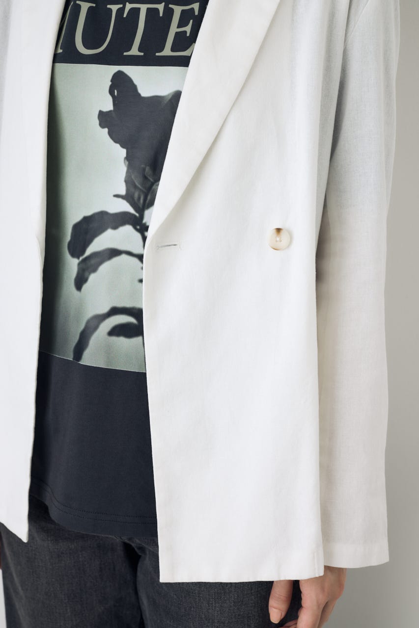 フレンチリネンCOOLMAXテーラードジャケット O/WHT M