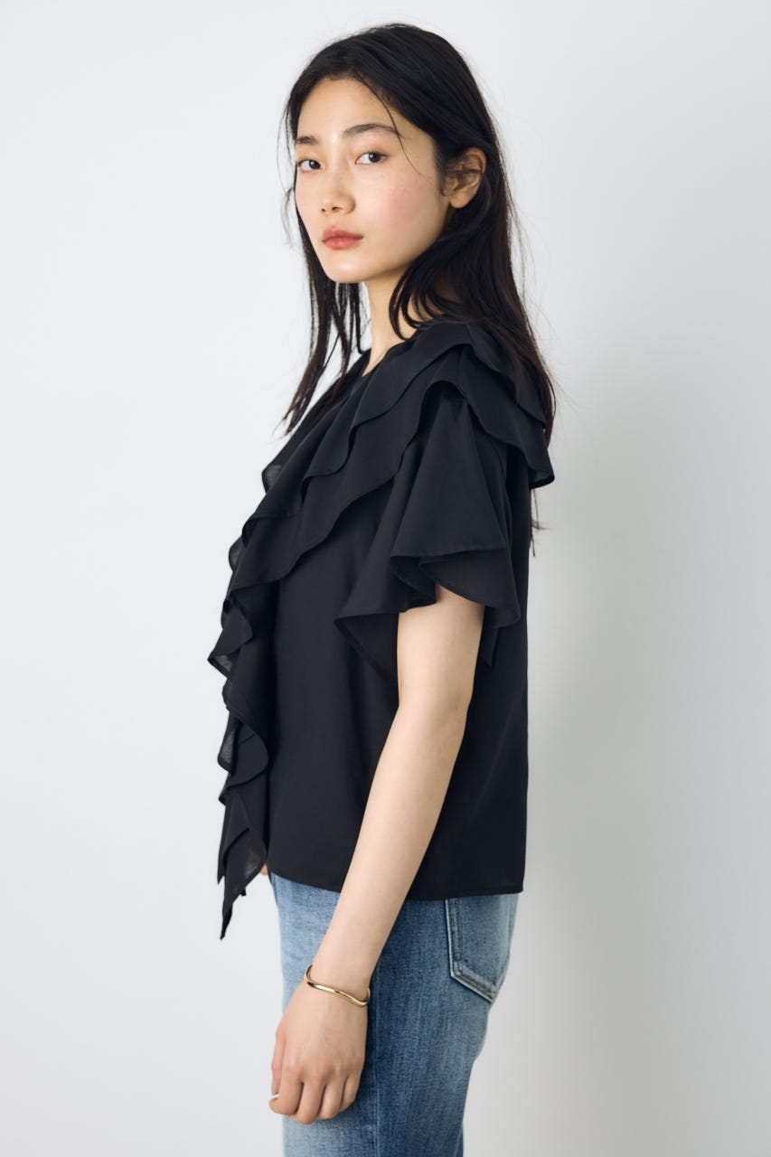 ラッフルブラウス BLK FREE