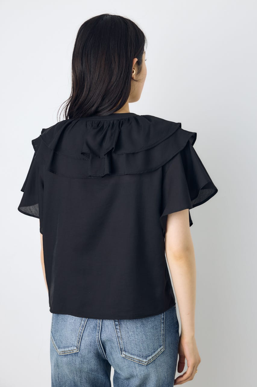 ラッフルブラウス BLK FREE