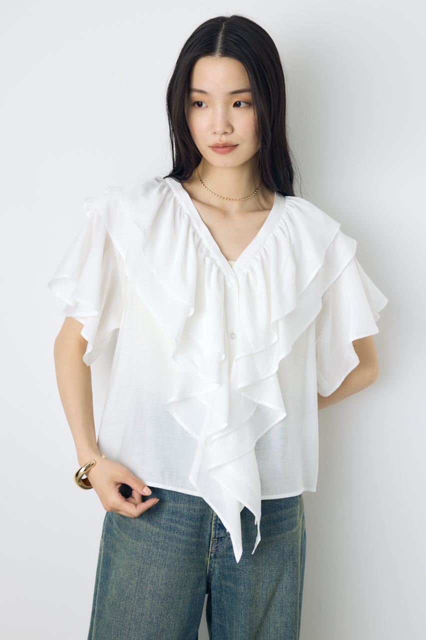 ラッフルブラウス O/WHT FREE