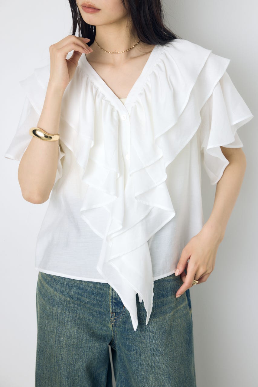 ラッフルブラウス O/WHT FREE