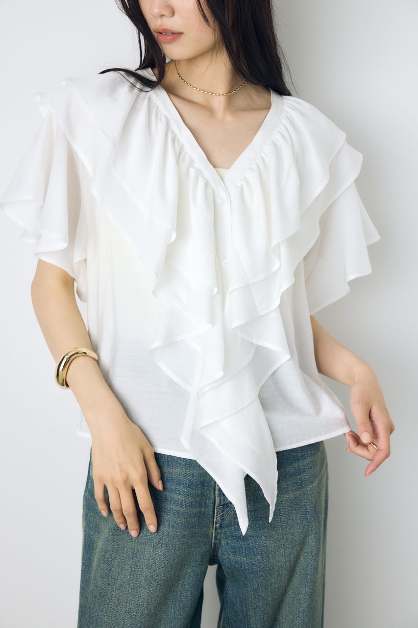 ラッフルブラウス O/WHT FREE