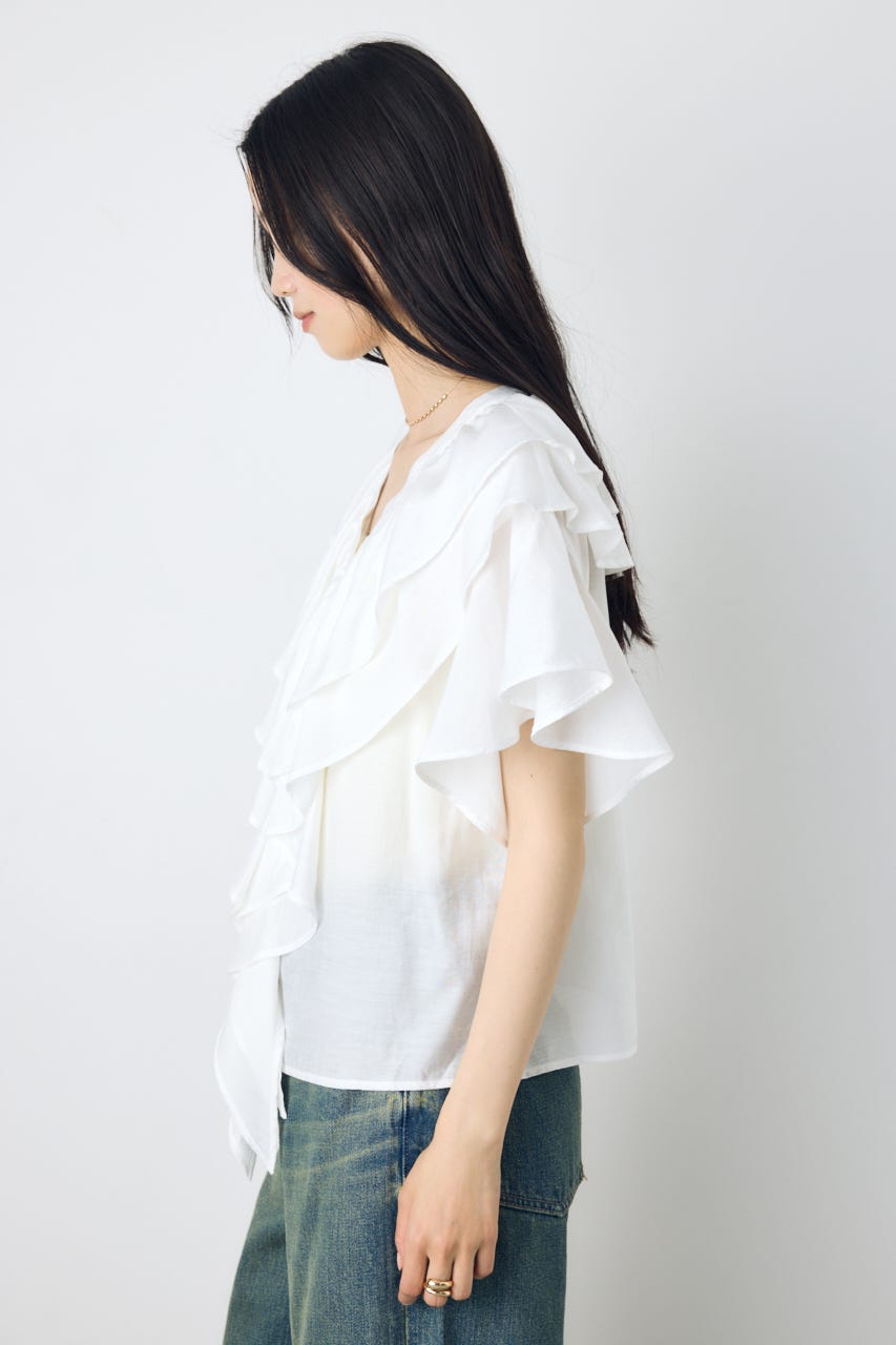 ラッフルブラウス O/WHT FREE