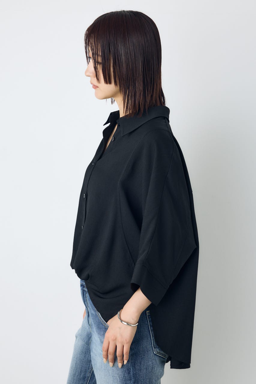 【接触冷感】楊柳タックヘムコクーンシャツ BLK FREE