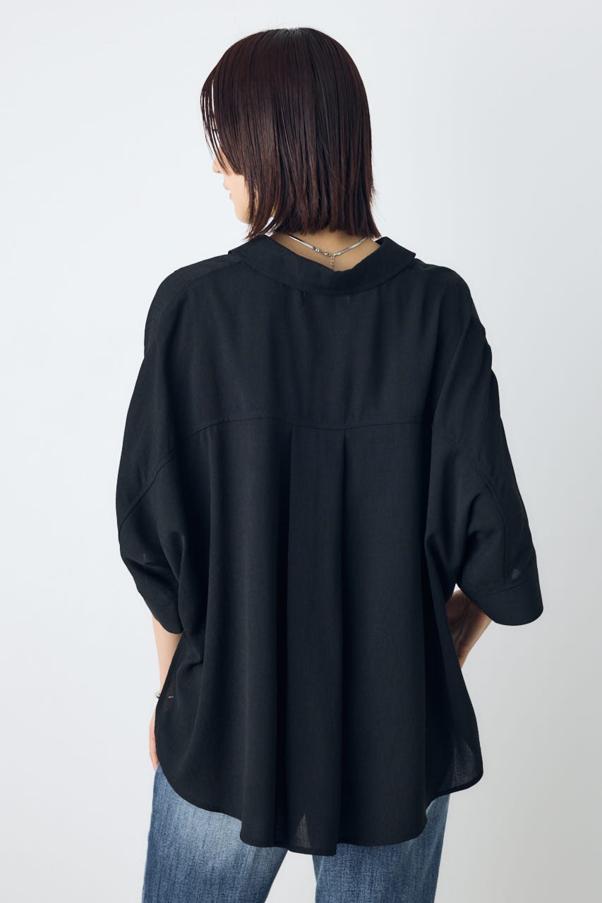 【接触冷感】楊柳タックヘムコクーンシャツ BLK FREE