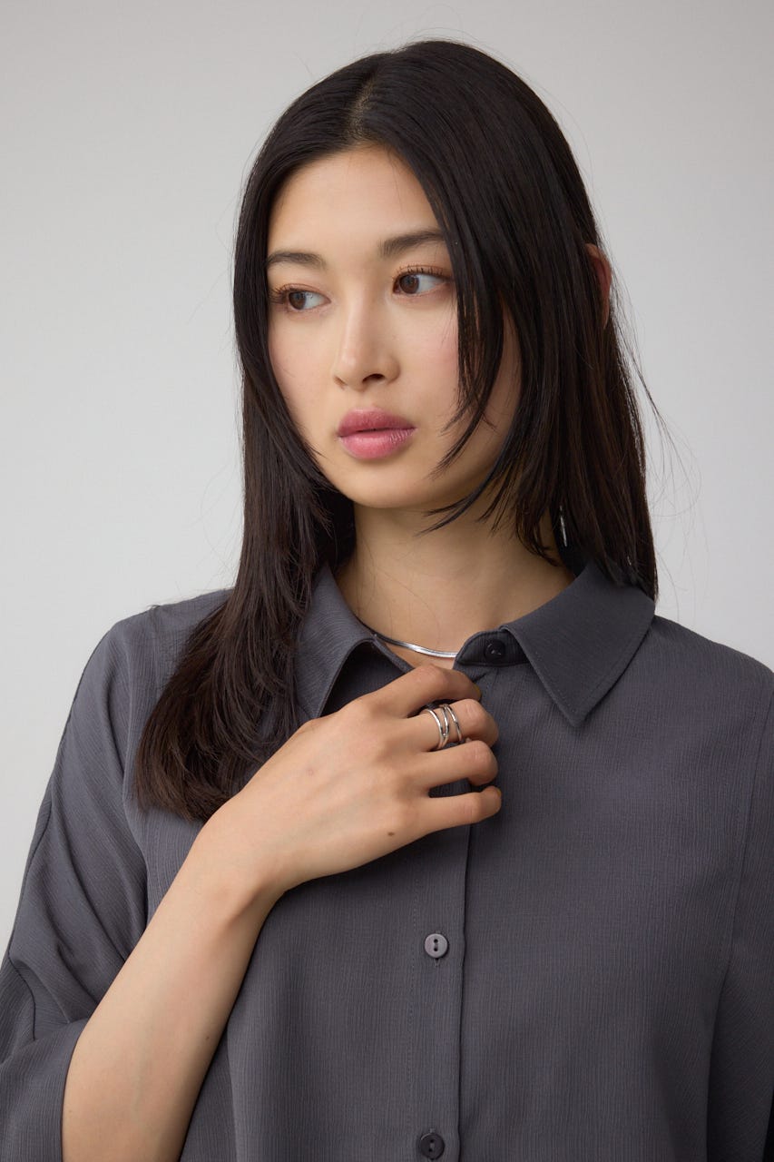 【接触冷感】楊柳タックヘムコクーンシャツ GRY FREE