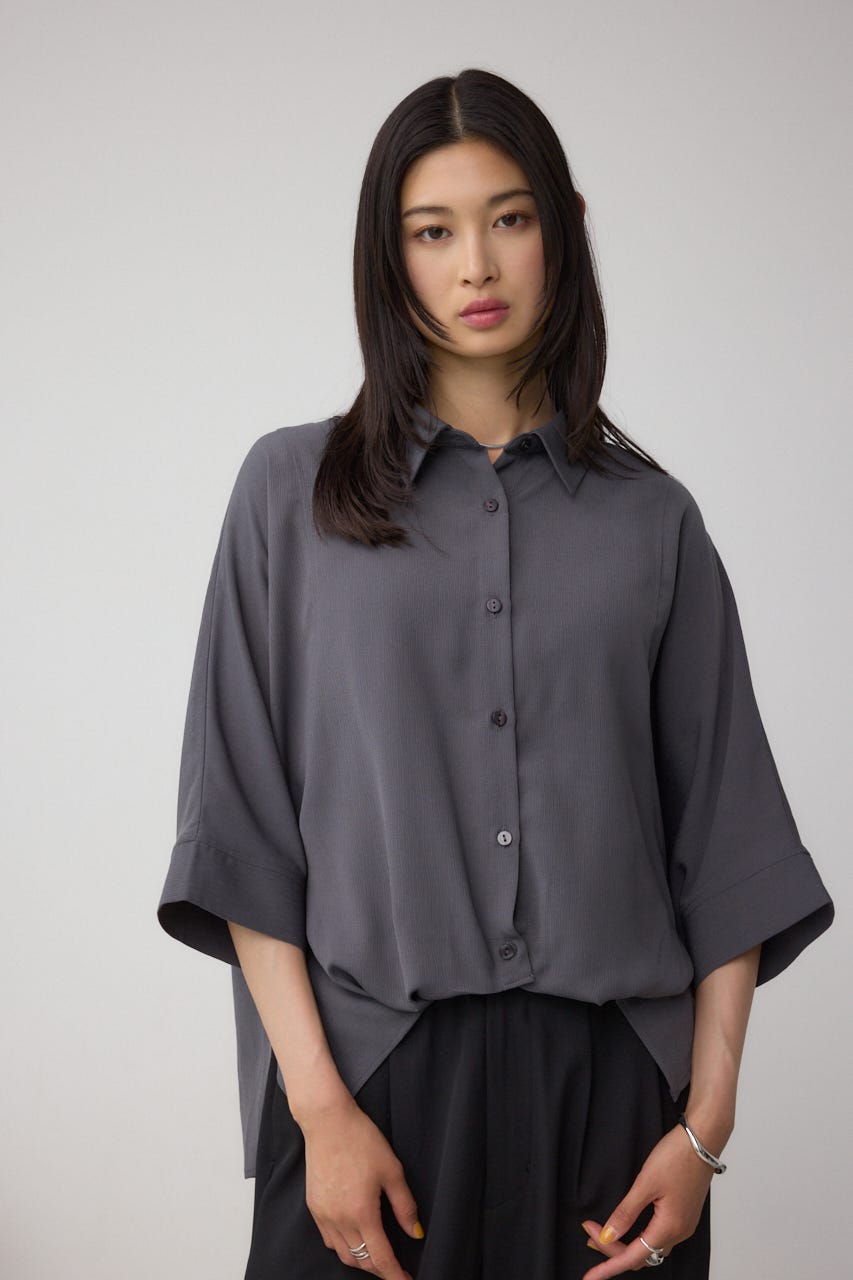 【接触冷感】楊柳タックヘムコクーンシャツ GRY FREE