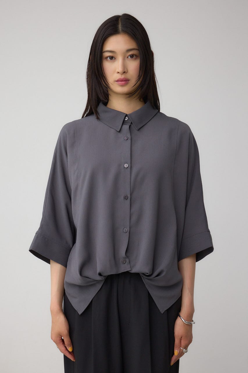 【接触冷感】楊柳タックヘムコクーンシャツ GRY FREE