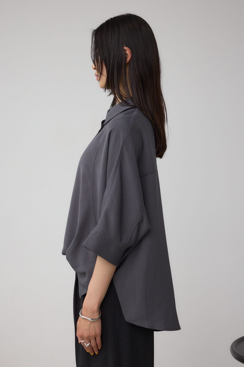 【接触冷感】楊柳タックヘムコクーンシャツ GRY FREE