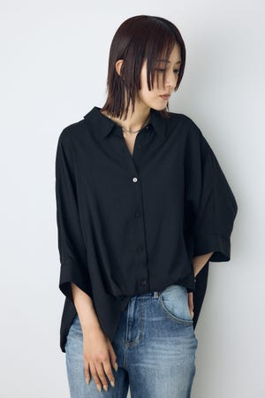 【接触冷感】楊柳タックヘムコクーンシャツ