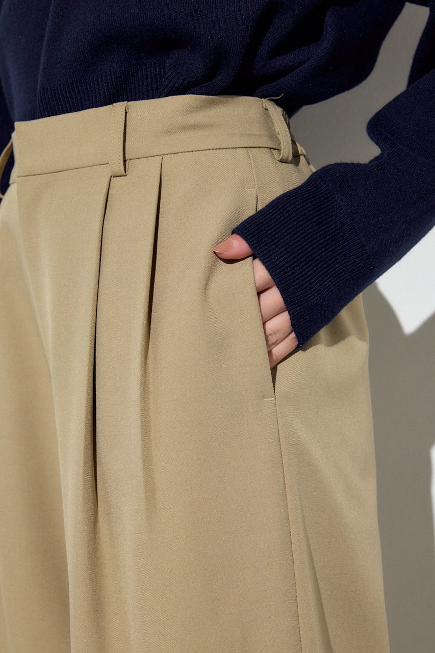 ベーシックタックワイドパンツ BEG L