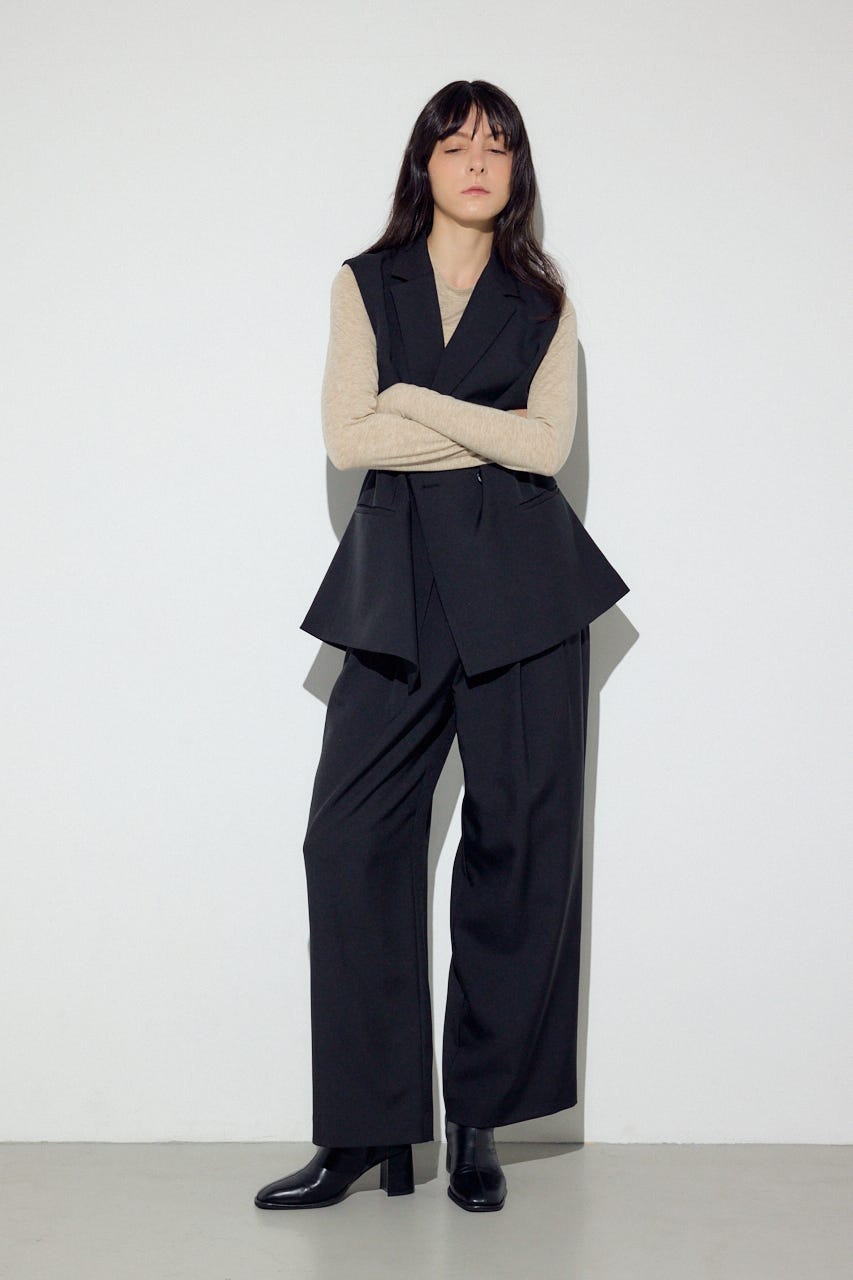 ベーシックタックワイドパンツ BLK S