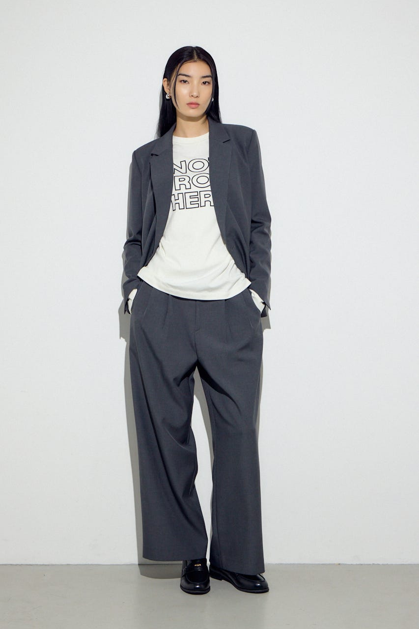 ベーシックタックワイドパンツ T.GRY S