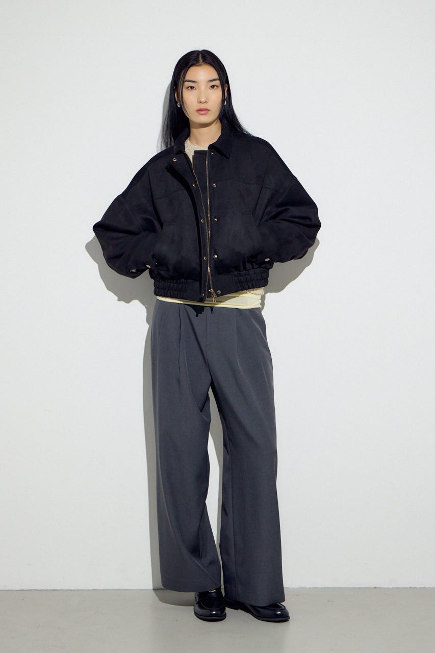 ベーシックタックワイドパンツ T.GRY S