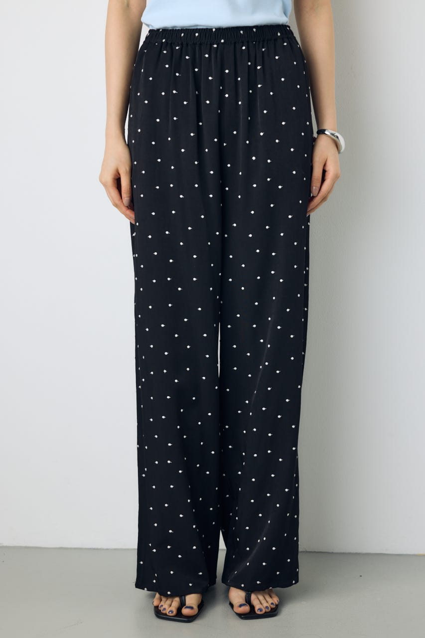 ドット刺繍ワイドパンツ 柄BLK S