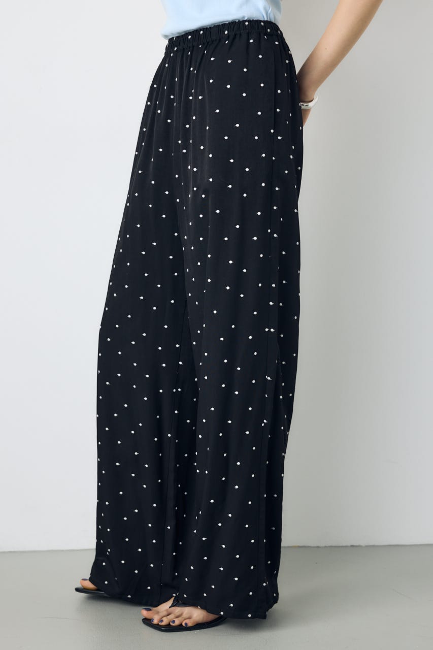 ドット刺繍ワイドパンツ 柄BLK S