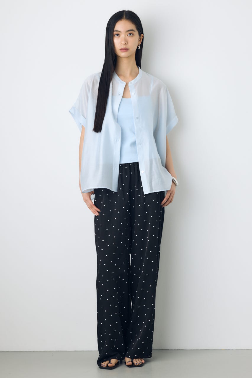 ドット刺繍ワイドパンツ 柄BLK S