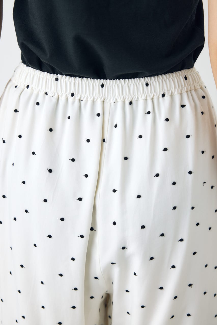 ドット刺繍ワイドパンツ 柄WHT S