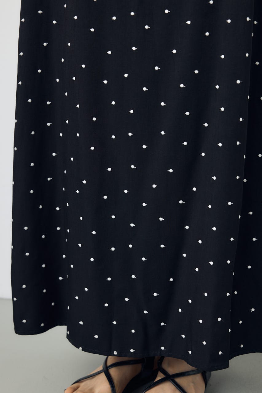 ドット刺繍ナロースカート 柄BLK S