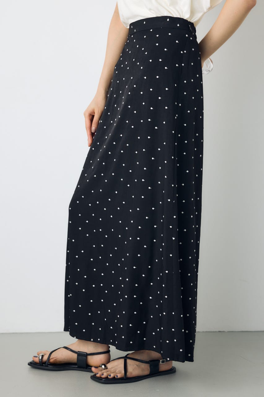 ドット刺繍ナロースカート 柄BLK S