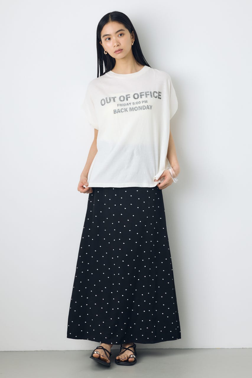 ドット刺繍ナロースカート 柄BLK S