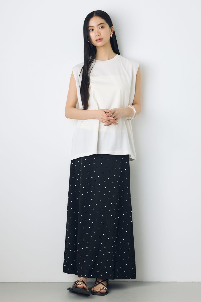 ドット刺繍ナロースカート 柄BLK S
