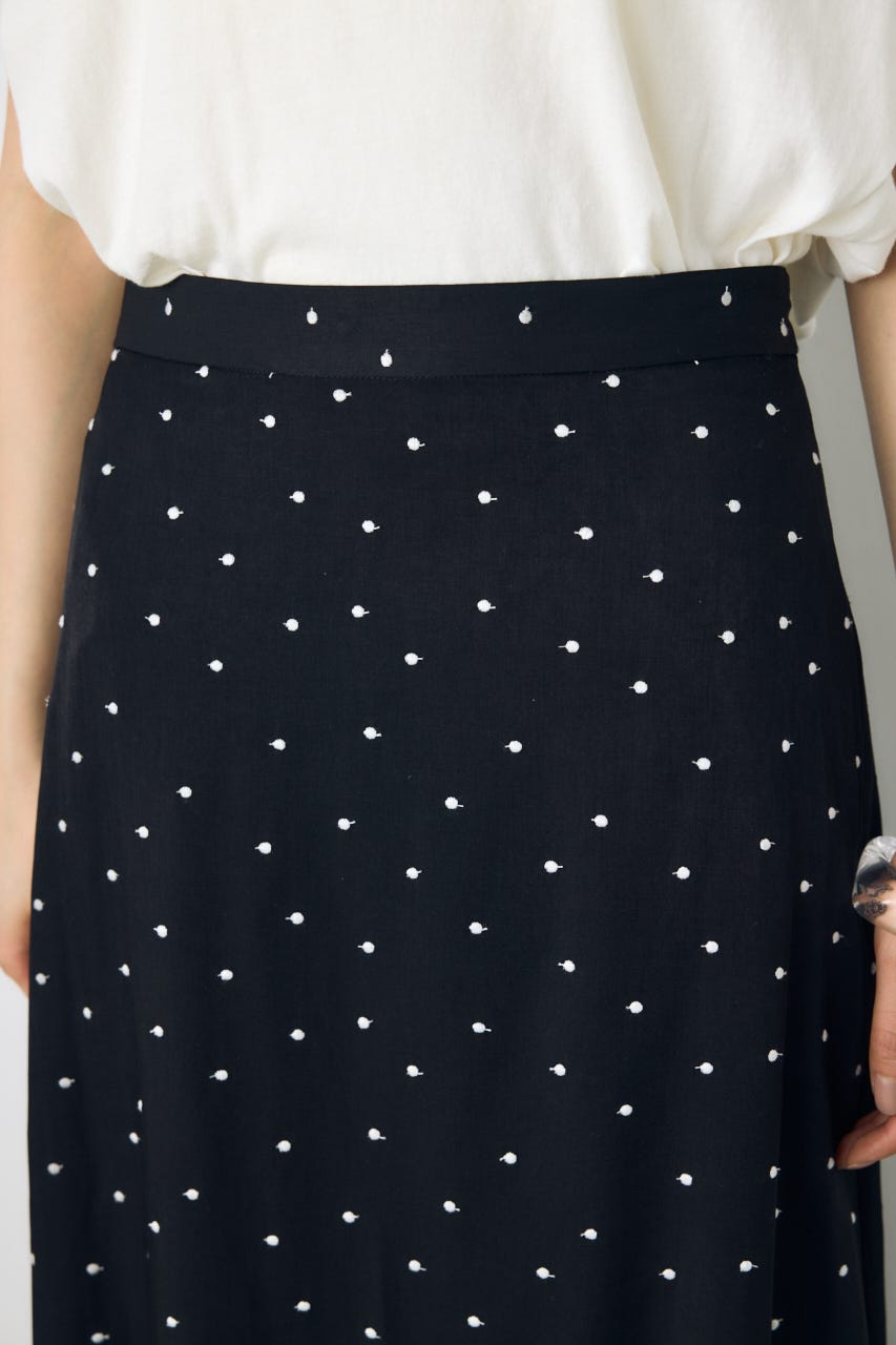 ドット刺繍ナロースカート 柄BLK S