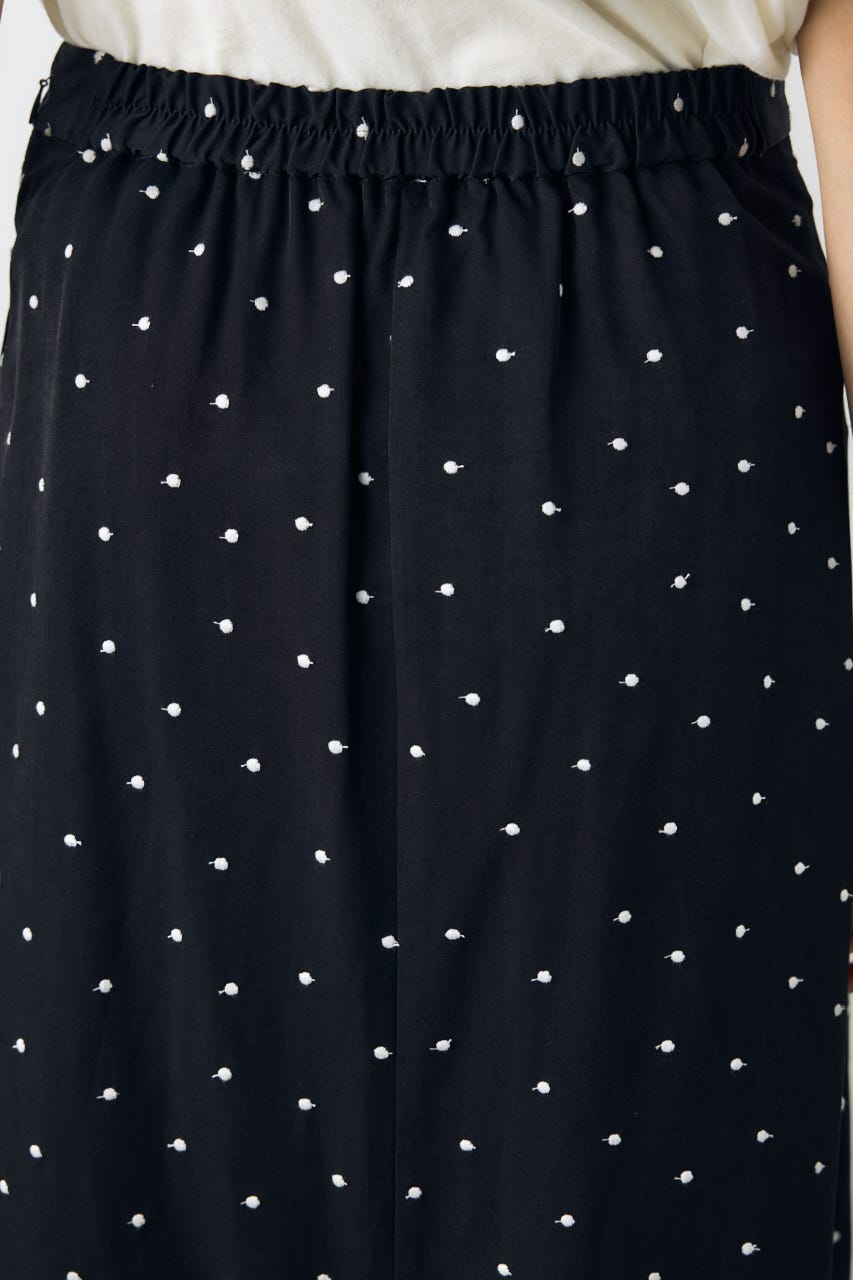 ドット刺繍ナロースカート 柄BLK S