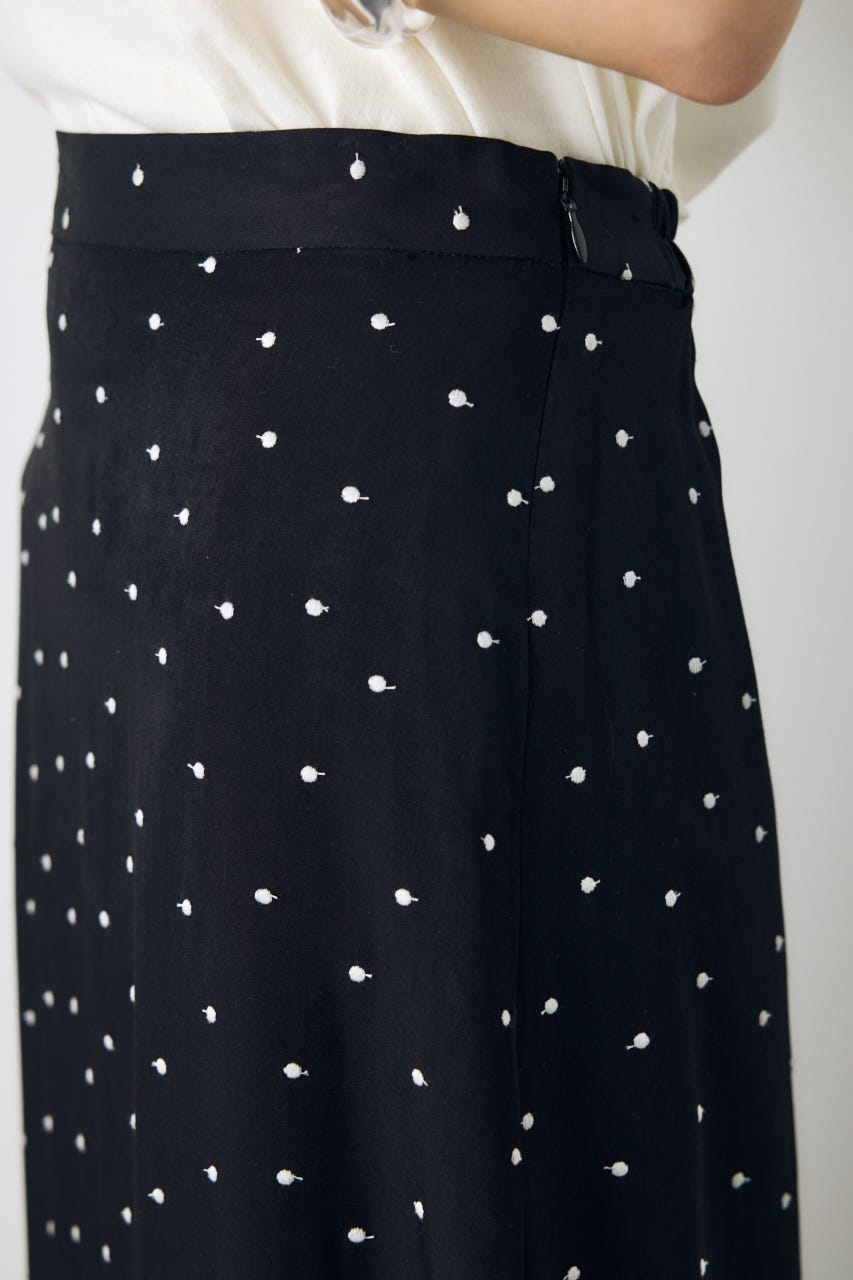 ドット刺繍ナロースカート 柄BLK S