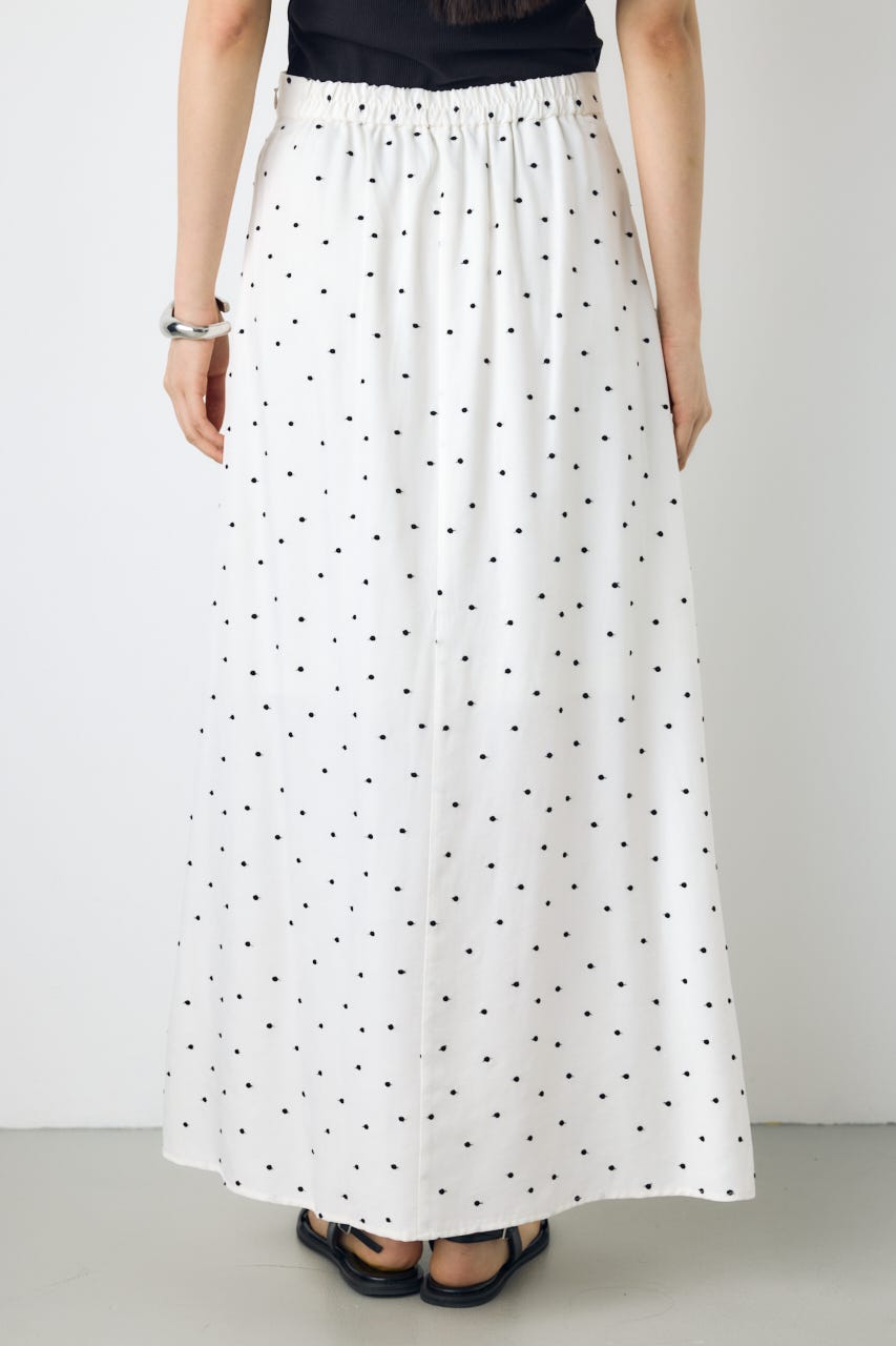 ドット刺繍ナロースカート 柄WHT S