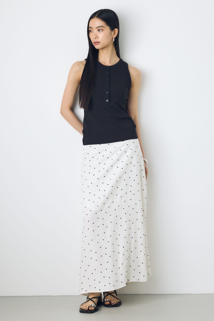 ドット刺繍ナロースカート 柄WHT S