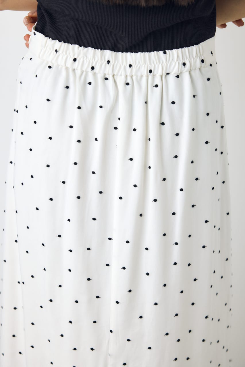 ドット刺繍ナロースカート 柄WHT S