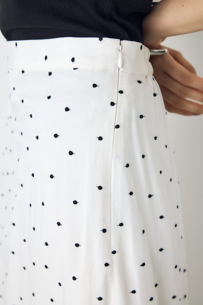 ドット刺繍ナロースカート 柄WHT S