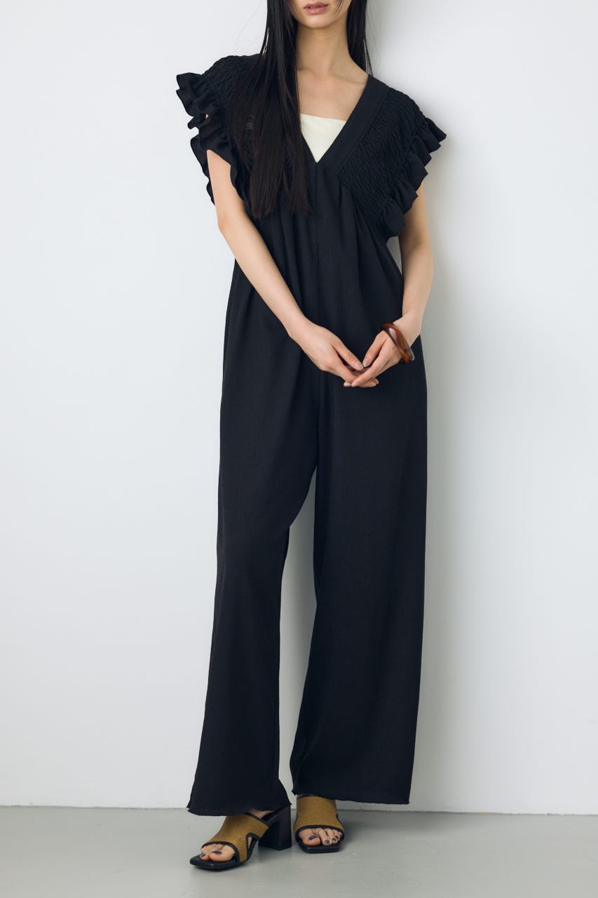 楊柳シャーリングオールインワン BLK S