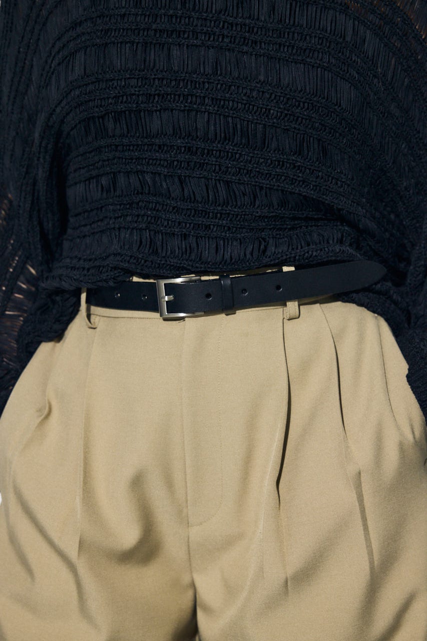 スクエアバックルレザーベルト BLK FREE