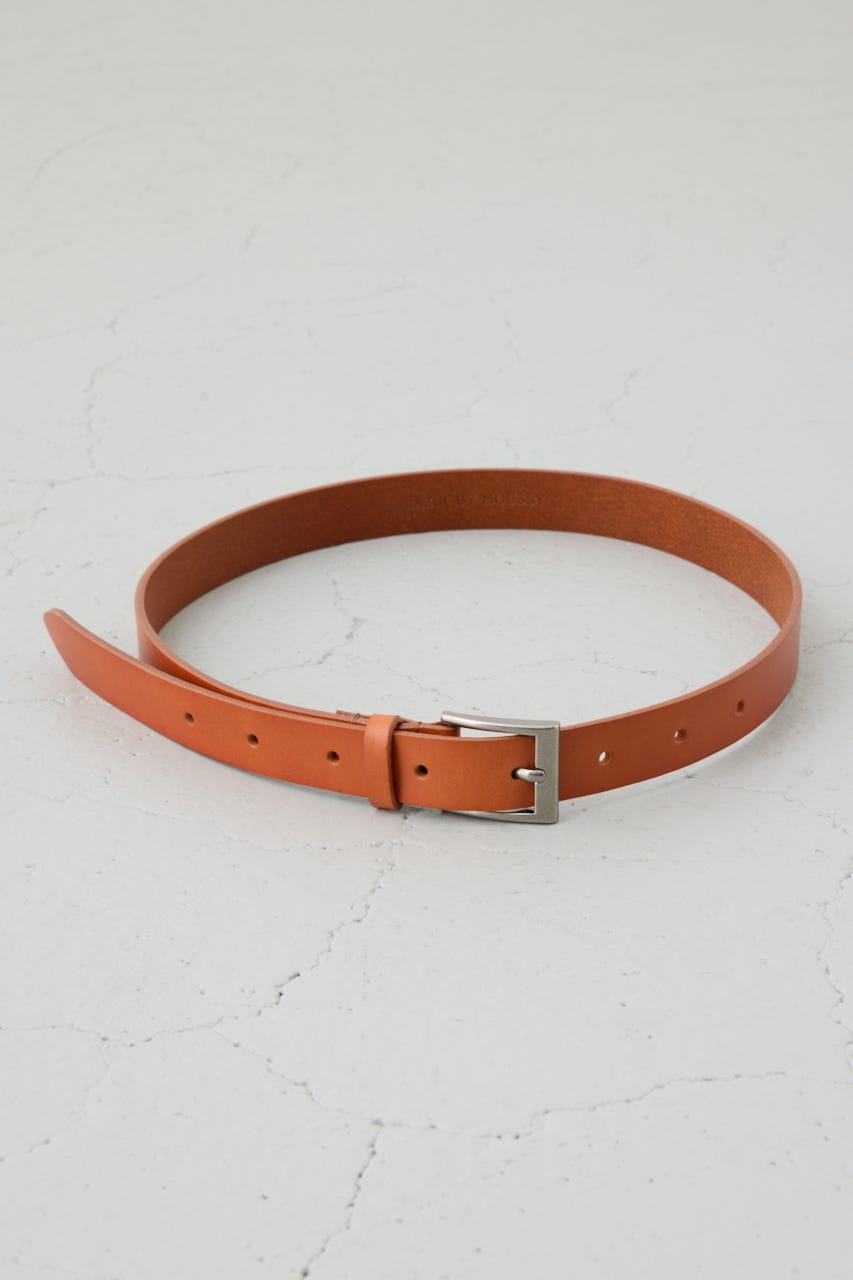 スクエアバックルレザーベルト BRN FREE