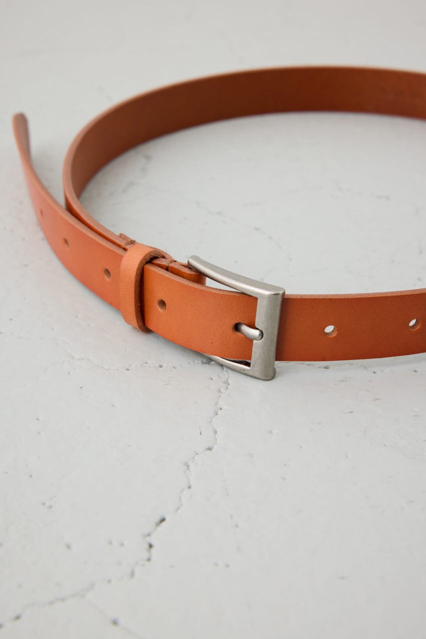 スクエアバックルレザーベルト BRN FREE